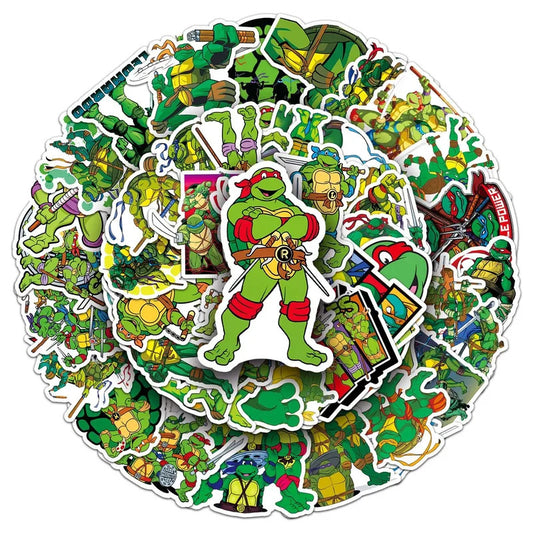 52Pcs/set Ninja Turtles TMNT Anime Stickers Kawaii Cartoon Cute Aesthetic Decal Decoration Laptop Motorcycle Luggage Car Sticker