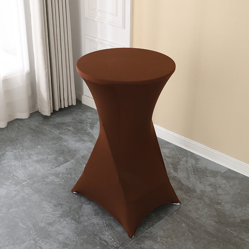 Elastic Table Cover High-End Banquet Wedding Hotel Cocktail Table Cover Table Skirt Table Skirt Cross-Border round High Leg Bar Counter Set