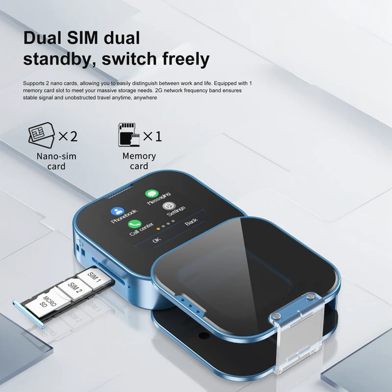 SERVO i19 Rotate Small Box Touch Mobile Phone 2SIM Standby Magic Voice Bluetooth Sync Music Torch Mini Rotation Cellphone Type-C