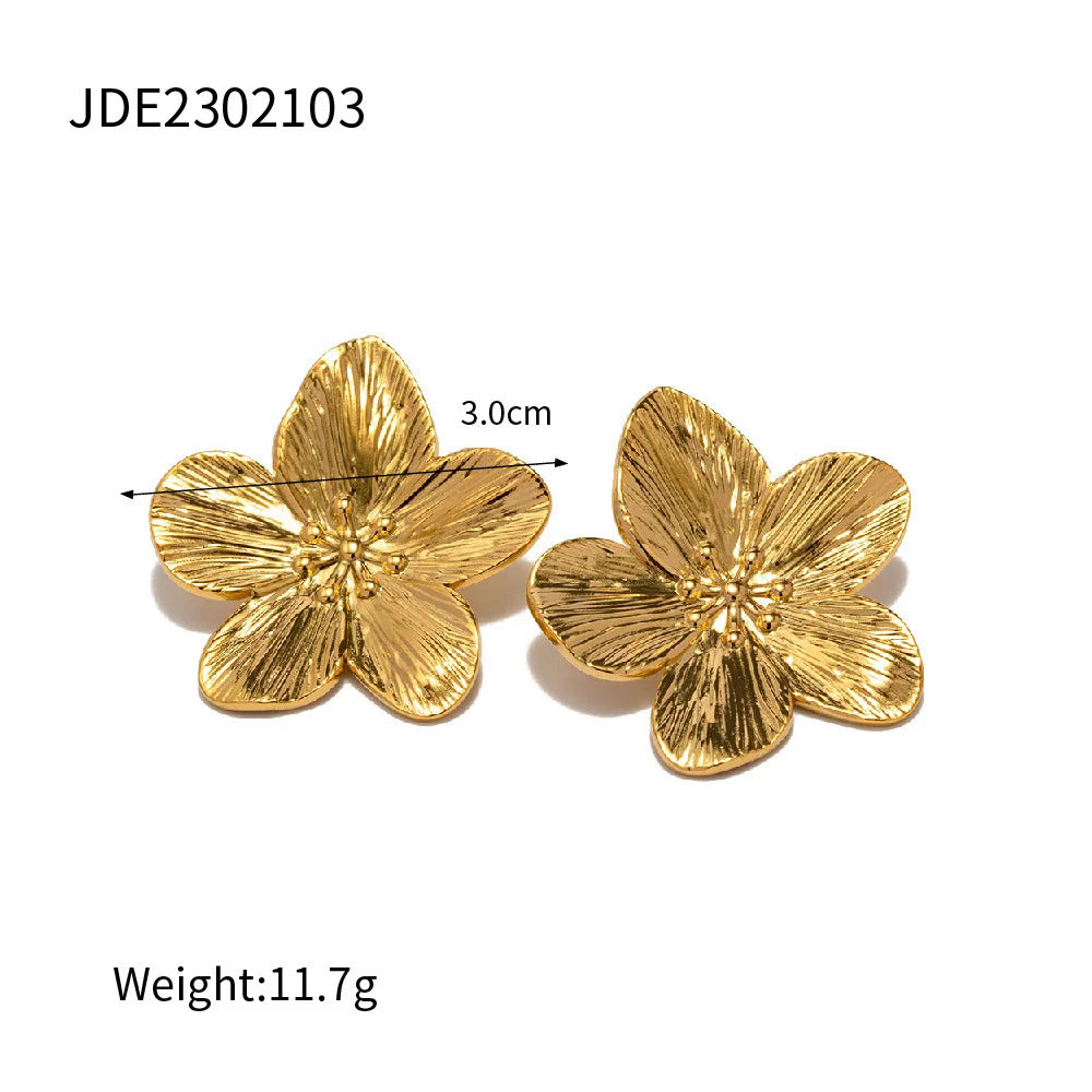 2024 New Stainless Steel Flower Ring For Women Simple Temperament Party Fashion Trendy Charm Waterproof Jewelry
