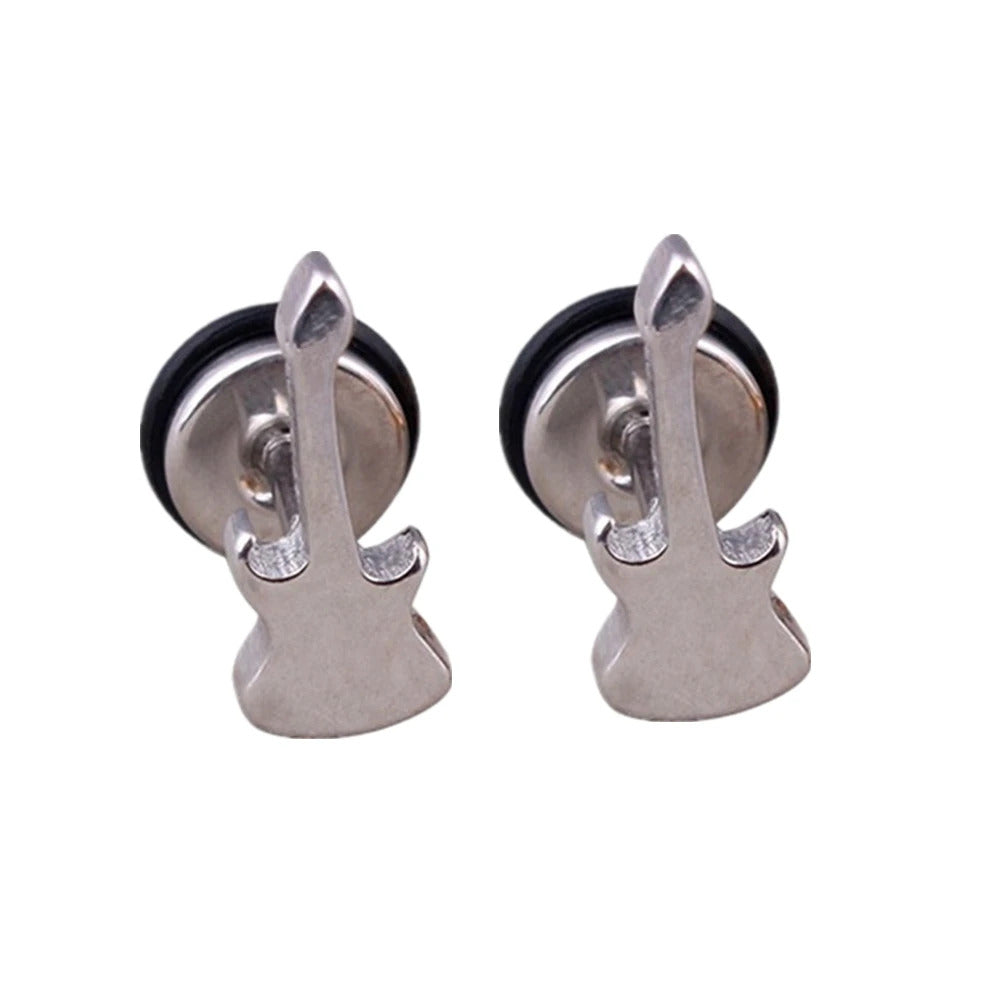 2023 Punk Stainless Surgical Steel Women Men's Stud Earrings Small Gothic Geometry Skeleton Rock Zircon Hip Hop Jewelry Earrings