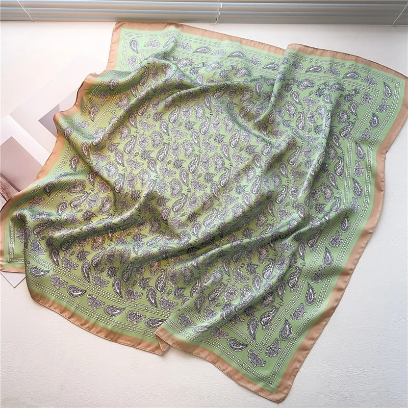 70cm imitation Silk Square Scarf Women Satin Bandana Print Head Band Fashion Lady Hair Shawl Wrap Female Neckerchief Hijab