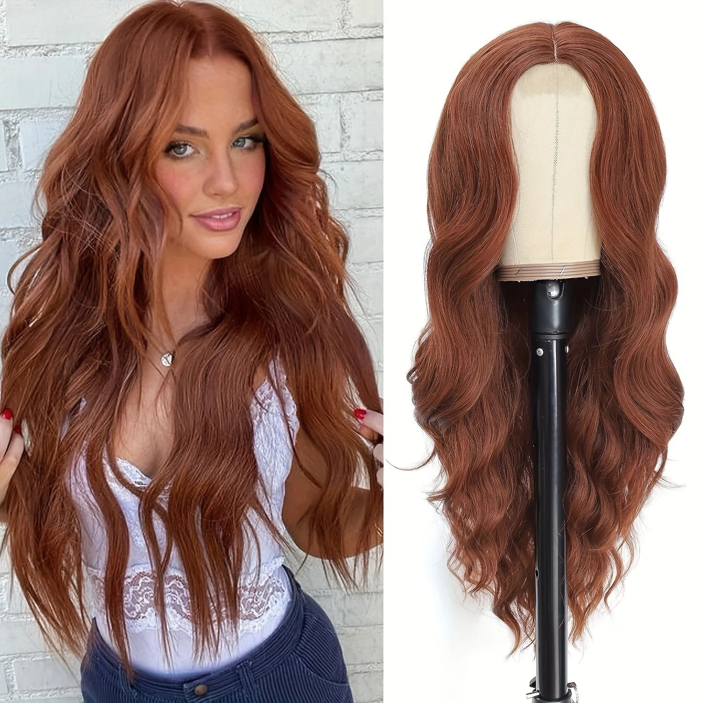 Xuchang European and American Style Wig for Women, Front Lace Wig, Middle Part, Small Lace, Highlighted Long Curly Hair, Synthetic Fiber Wig, Export Wigs