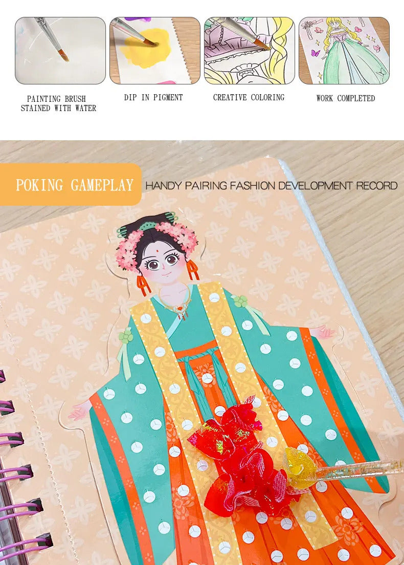 Children's Fabric Art Craze Poke Drawing Craft Toys DIY Creative Puzzle Puncture Painting Poking Sticker For Kids Birthday Gifts