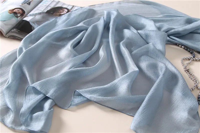 2023 Luxury Brand Women Fashion Scarf Plain Solid Silk Linen Shawls Scarves Summer Lady Bandanas Pashmina Foulard Hijab 180*90Cm