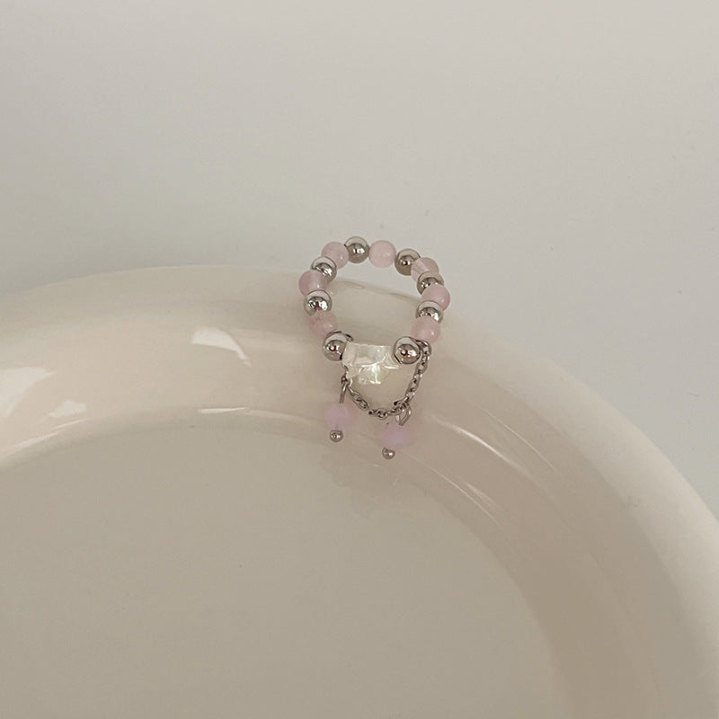 Color Crystal Beaded Ring Niche Design High-grade Finger Ring Light Luxury Elegant All-match Ring Accessories