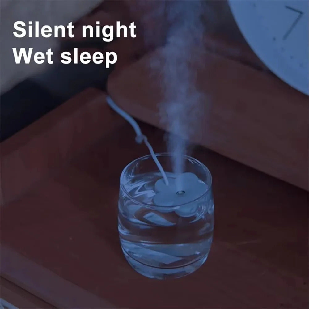 Portable Air Humidifier Petal Shaped Mini Ultrasonic Air Humidifier DC 5V 1A Aromatherapy Humidifiers Diffusers for Home Bedroom