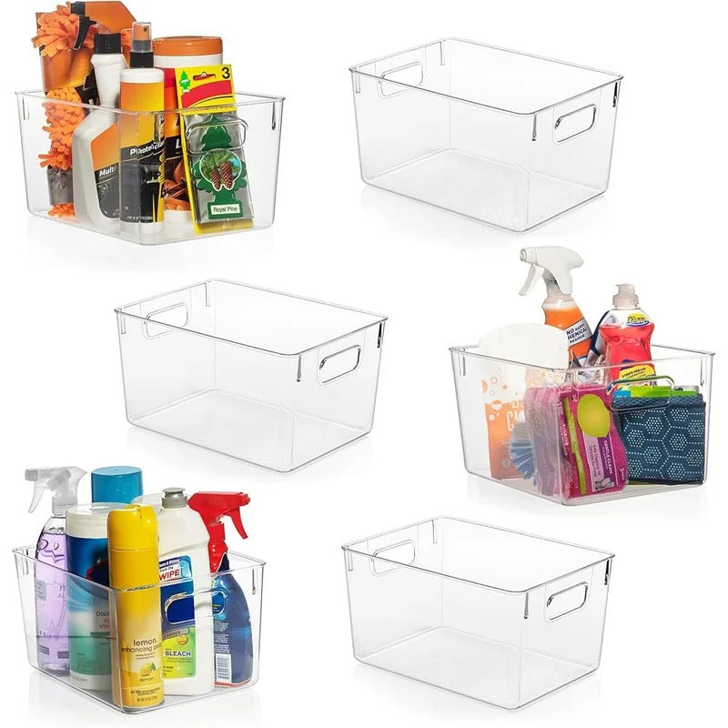 Plastic Storage Bins Set Pantry Organizers Kitchen Storage Containers Clear Storage Baskets Home Organization Essentials