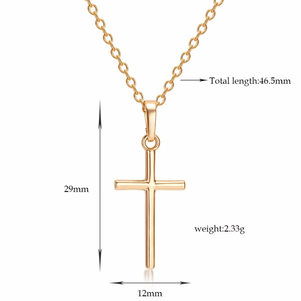 Fashion Christian Jesus Cross Necklaces Silver Color Long Chain Simple Pendants For Women Men Jewelry Gifts Dropshipping