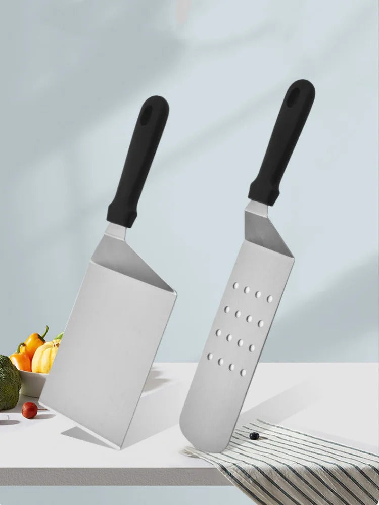 Kitchen Stainless Steel Scraper Cooking Spatula Barbecue Spatula Plate Barbecue Spatula Hamburger Spatula Cooking Utensils