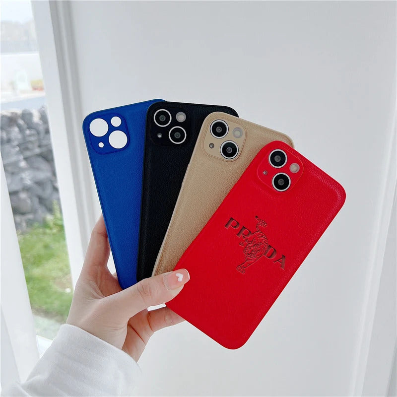 Tiger Leather Soft Case For Iphone 15 14 13 12 11 Pro Max Mini 7 8 Plus X Xs Xr Max Luxury Phone Cover Fashion Anti Drop Funda