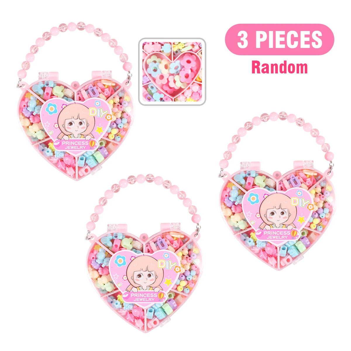 Kids DIY Jewelry Beaded Handbag Beads Toys Handmade Set Children's Playing House Puzzle Education Toy Girls Gifts Color Random