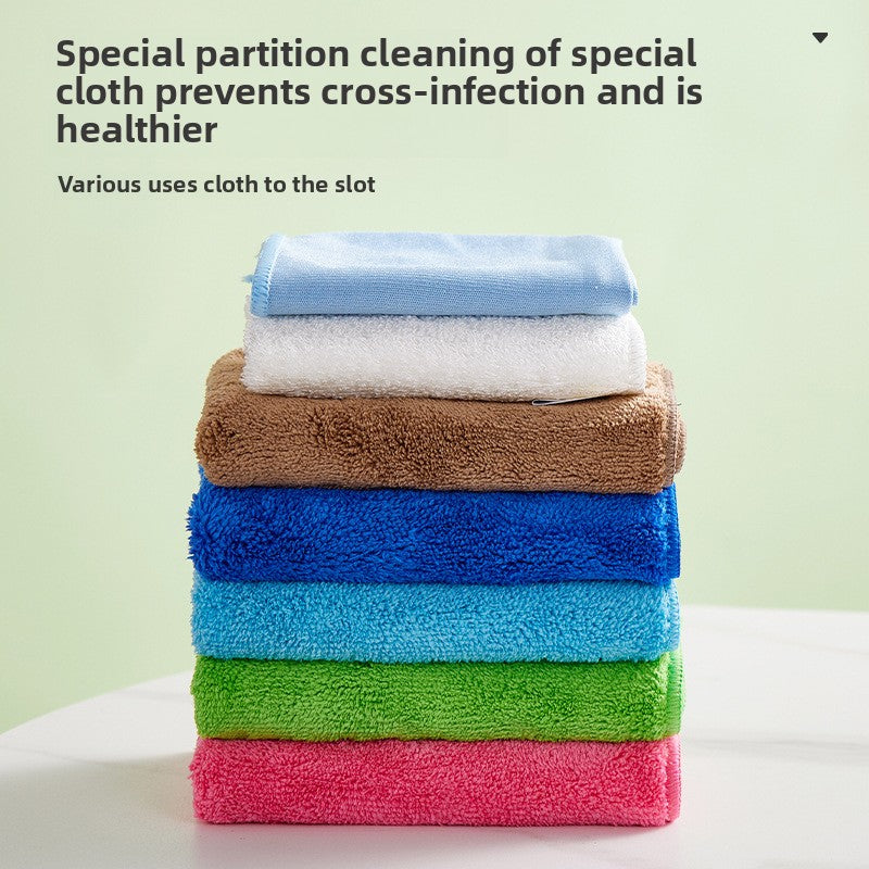 Seven Colors Cleaning Cloth Household Cleaning Absorbent Non-Shedding Thickened Special Towel for Glass Wiping Bamboo Fiber Dishwashing Cloth
