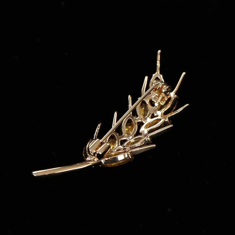 Luxury Crystal Wheat Ear Brooch High-end Temperament Anti-failure Silk Scarf Buckle Waist Pin Women Men's Party Jewelry