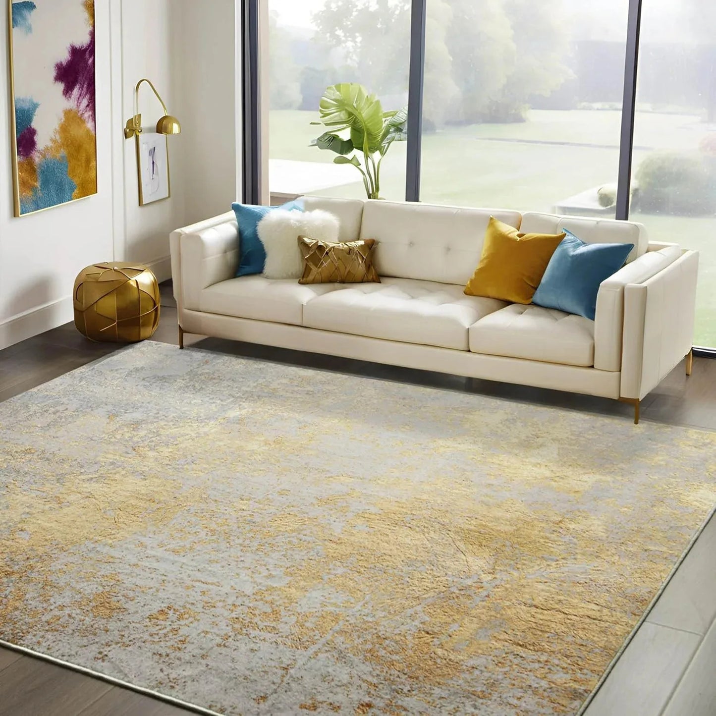 NOAHAS Faux Cashmere Printed Carpet Abstract Collection Rugs Soft Modern Rugs Living Room Bedroom Home Decor Indoor Rugs