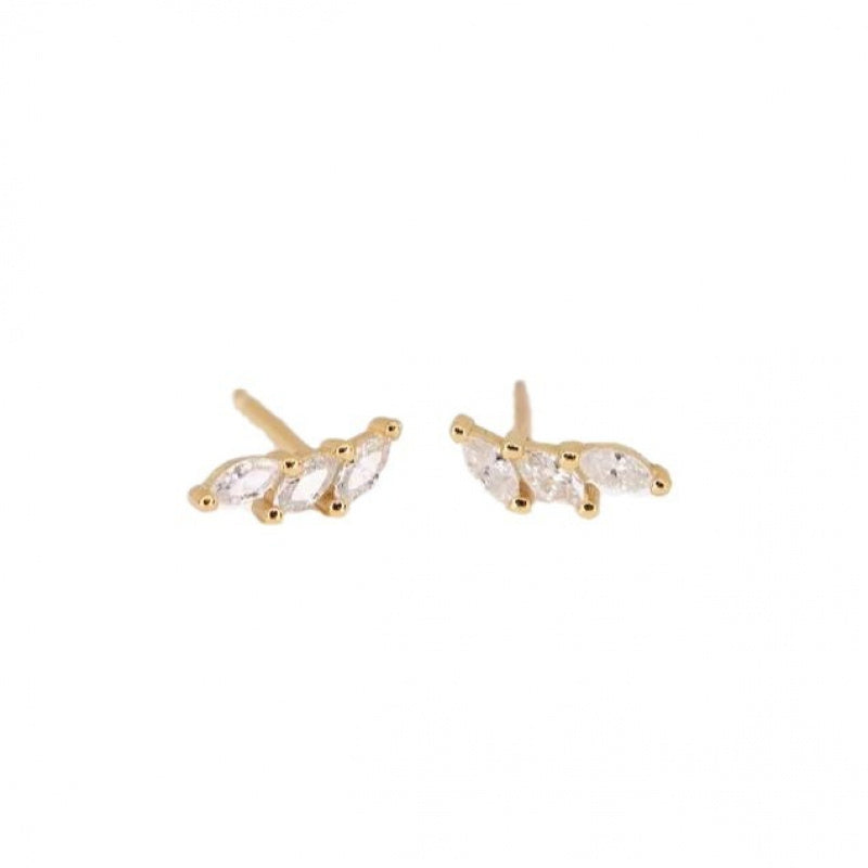 Ear Buckle Copper Plated Real Gold Micro-inlaid Zircon Fashion Women's Earrings Ear Buckle suit Earrings