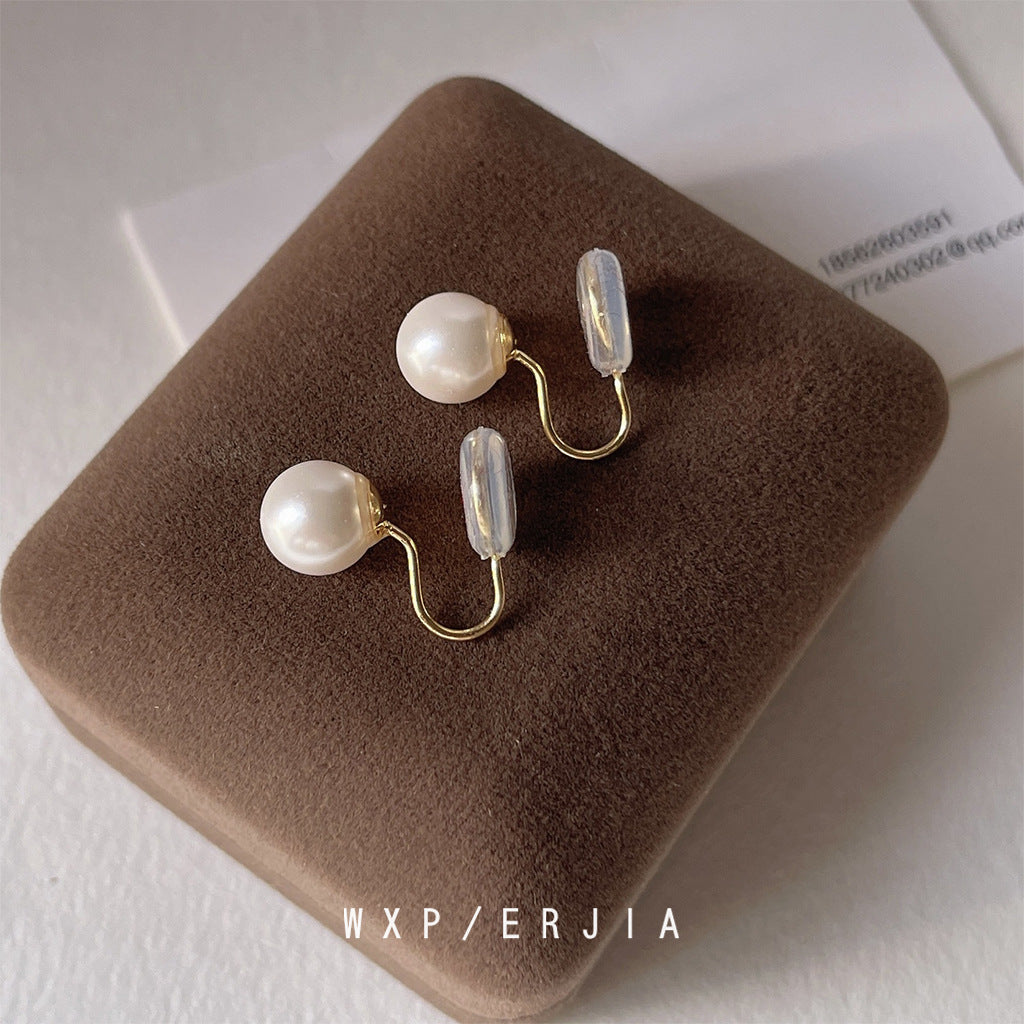 Pearl Mosquito-repellent Incense Plate Ear Clip Plated with 18K Gold High-grade Simple Painless Earrings