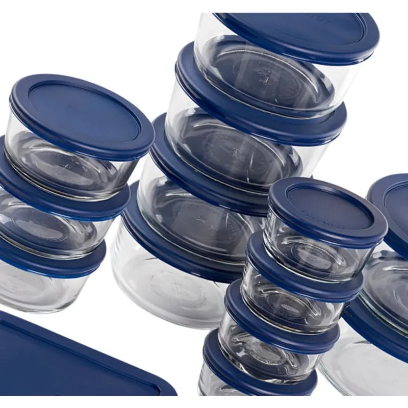 Glass Food Storage Containers with Lids, Set of 30