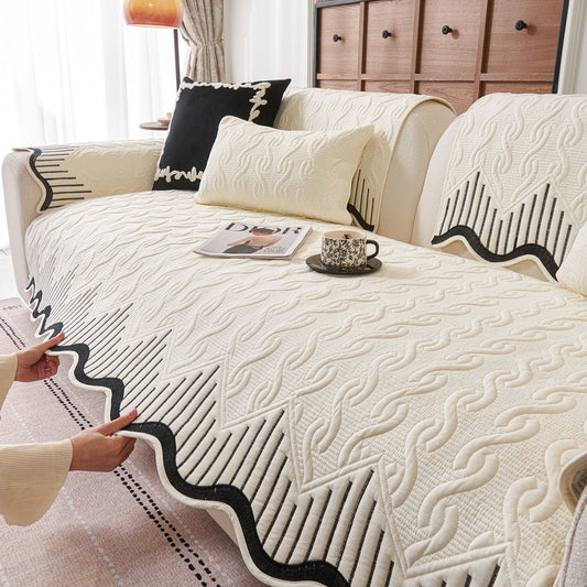 Cream Style Sofa Cushion 2025 New Model All-Season Non-Slip Seat Cushion Light Luxury High-End Genuine Leather Sofa Cover Cloth
