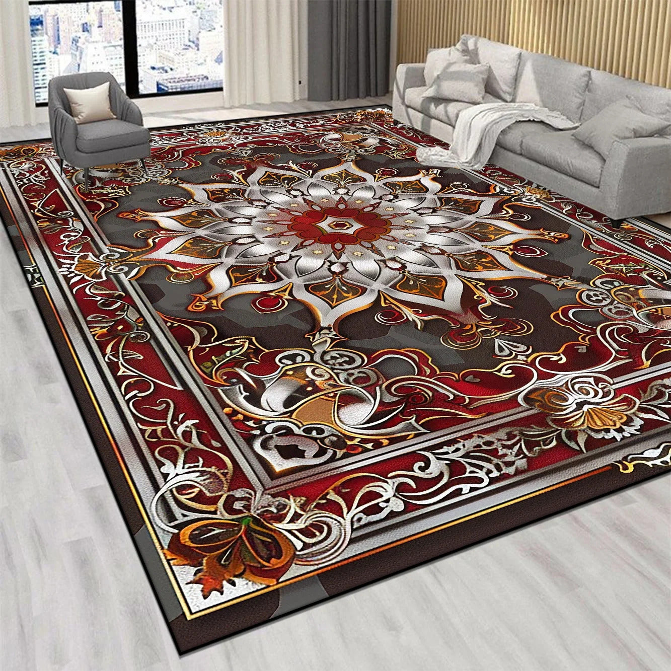 Persian Luxury Red Carpet Living Room Large Size Rug Non-slip Coffee Tables Mat Home Decoration Bedroom Lounge Rug Tapis Salon