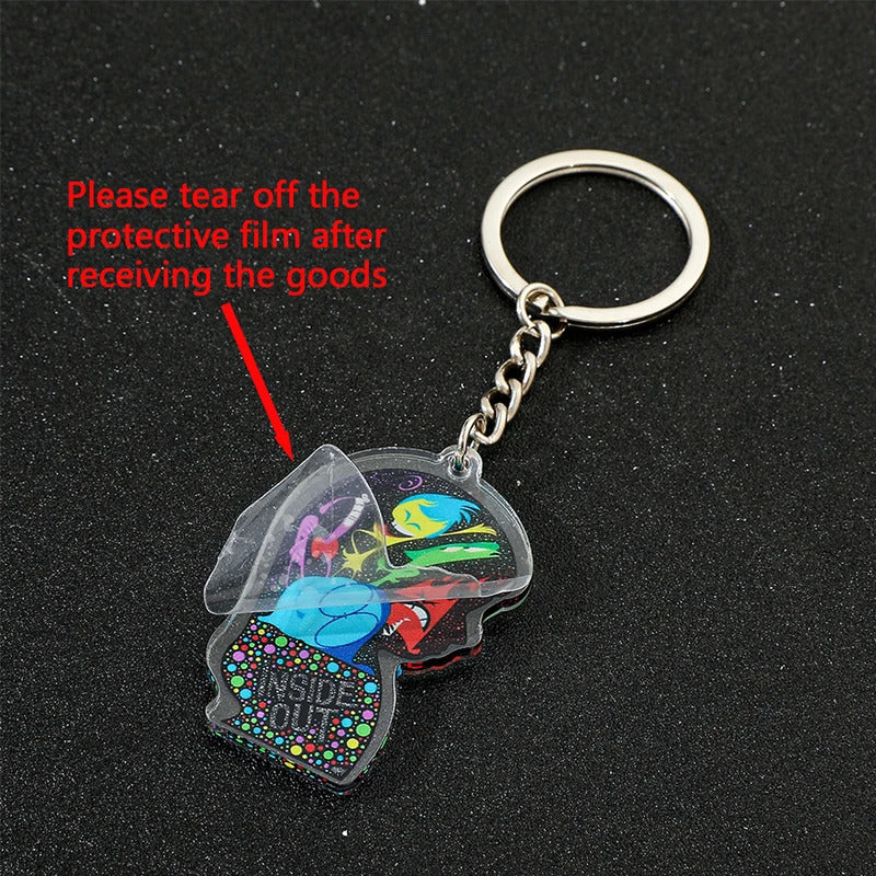 Disney New Movies Inside Out 2 Anime Acrylic Keychain Charms Cute Cartoon Pendent Keyring Strap Fashion Jewelry Accessory Gifts