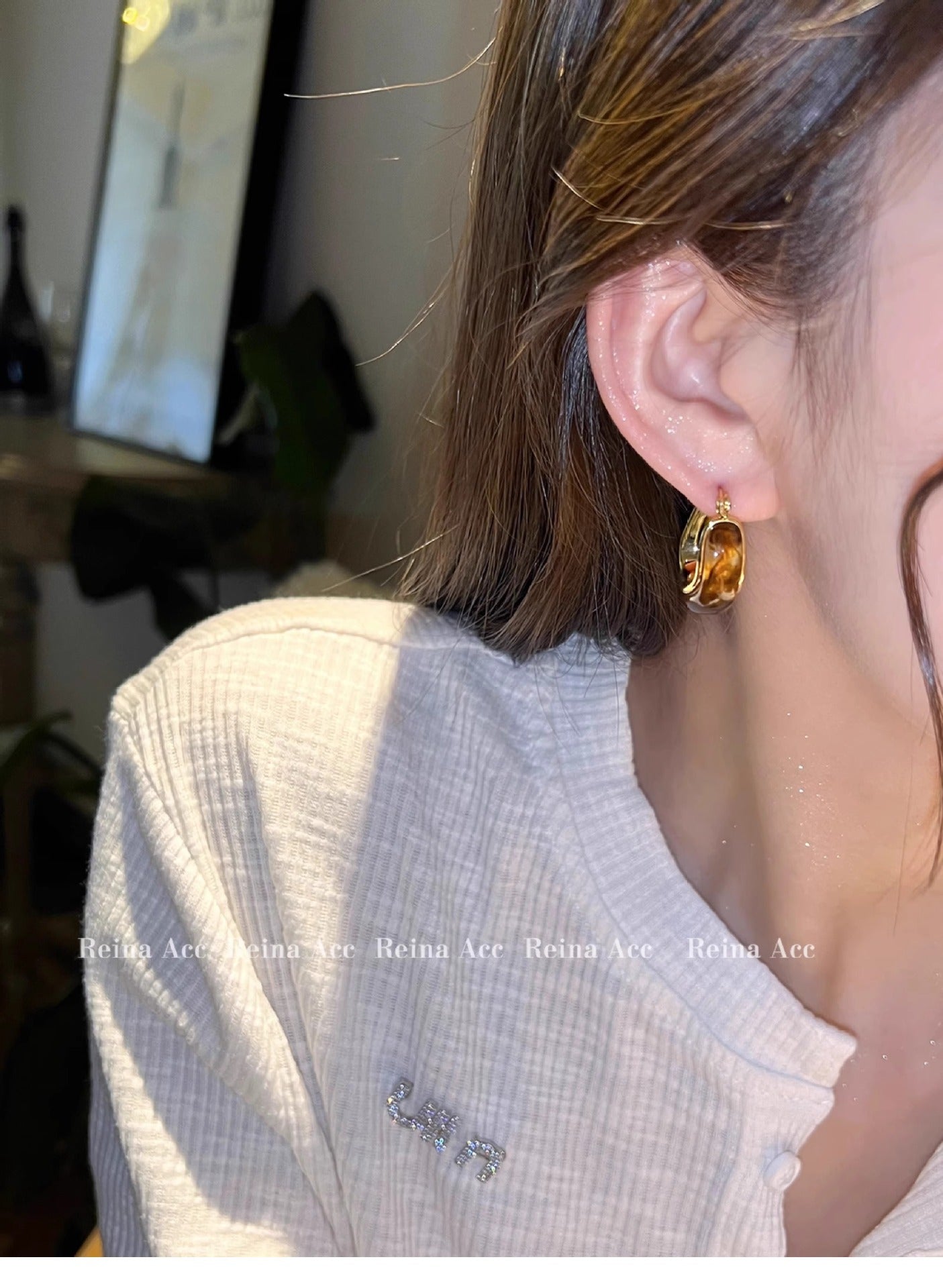 Maillard Earrings Earrings Brown Niche Design High-grade Ring Earrings Light Luxury Summer