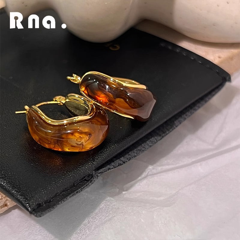 Maillard Earrings Earrings Brown Niche Design High-grade Ring Earrings Light Luxury Summer