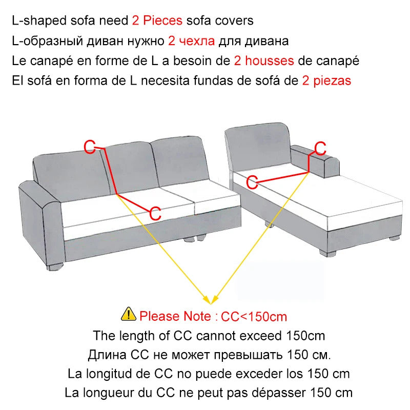 Velvet Sofa Cover Thick Elastic 1/2/3/4 Seater Sofa Cover for Living Room Velvet Plush L Shaped Corner Sofa Cover Couch Cover