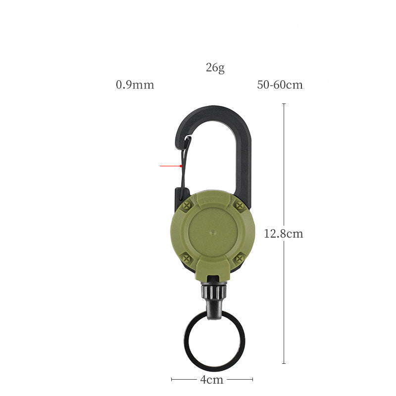Outdoor Tactics Can Buckle Retractable Buckle Steel Wire Rope Multi-Functional Keychain Camping High Rebound Anti-Separation Rope Pull Peels