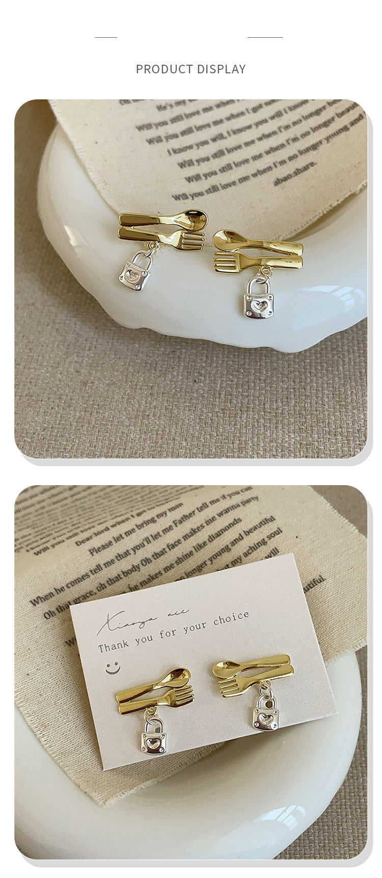 Korean Style Light Luxury Spoon Fork Earrings for Women, Unique Design, Versatile Earrings