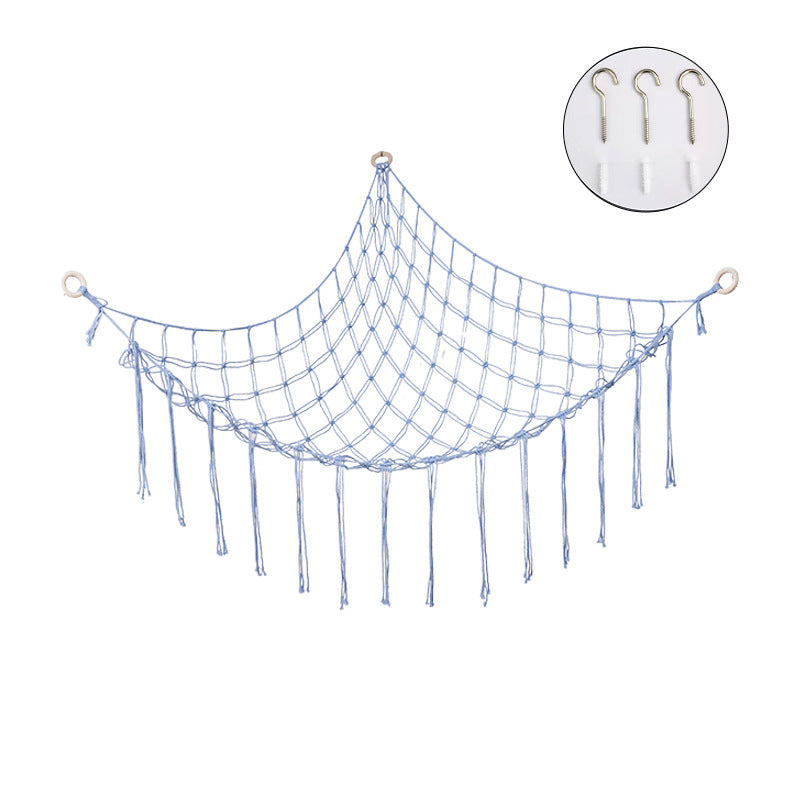 Handwoven Children's Room Corner Toy Storage Hammock Bedroom Decoration Triangle Plush Toy Storage Net