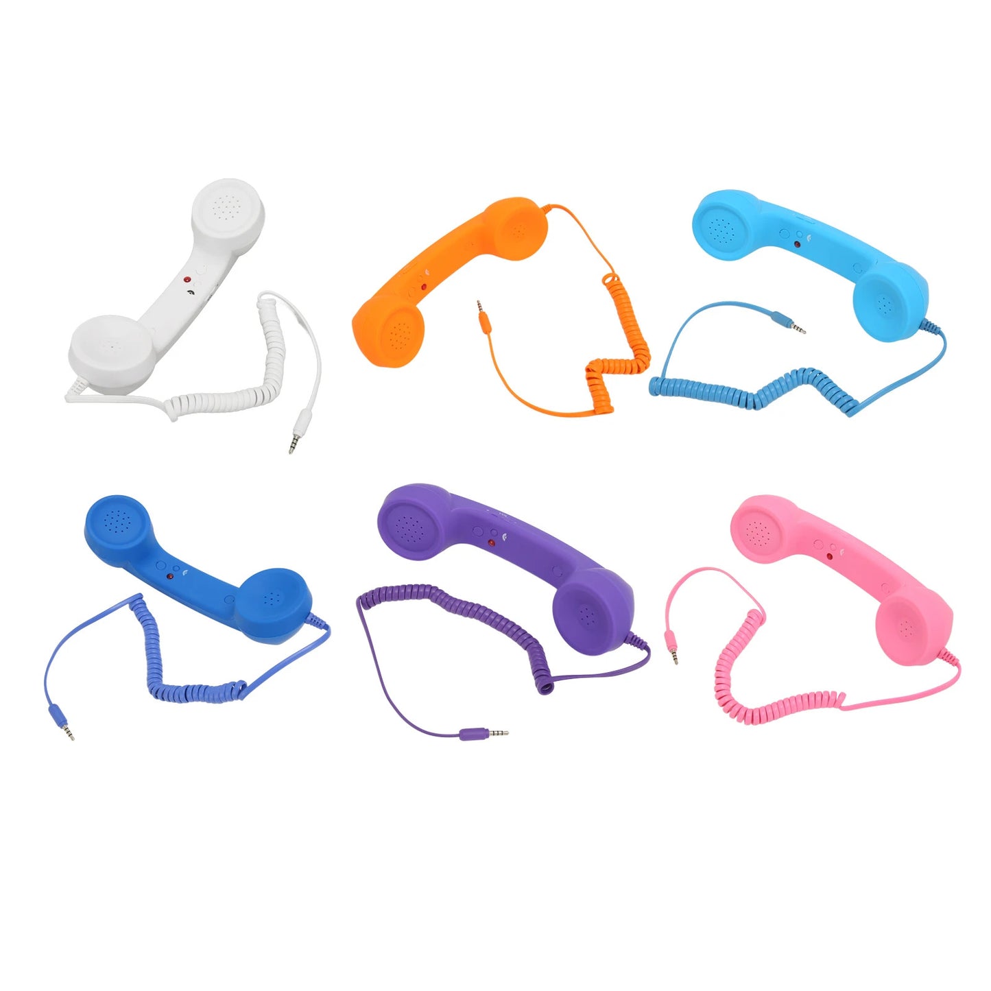 Handheld Phone Receiver Coiled Cord Radiation Proof Cell Phone Handset Clear Sound 3.5mm Plug Adjustable Volume for Smartphone