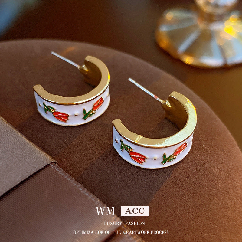 Vintage Earrings Fashion Versatile Ear Jewelry Niche Light Luxury High-end Accessories