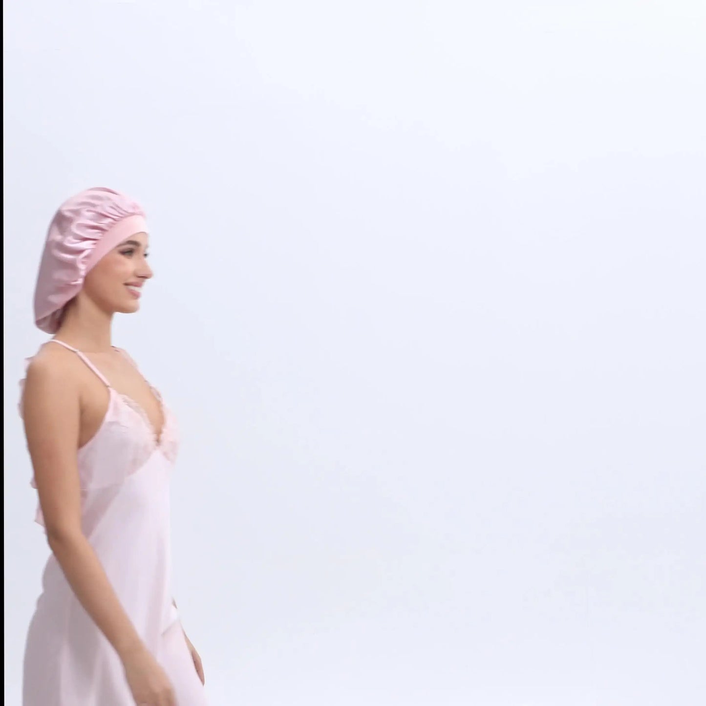 Satin Bonnet with a Wide Brim Perfect for Everyday Use During Showers.