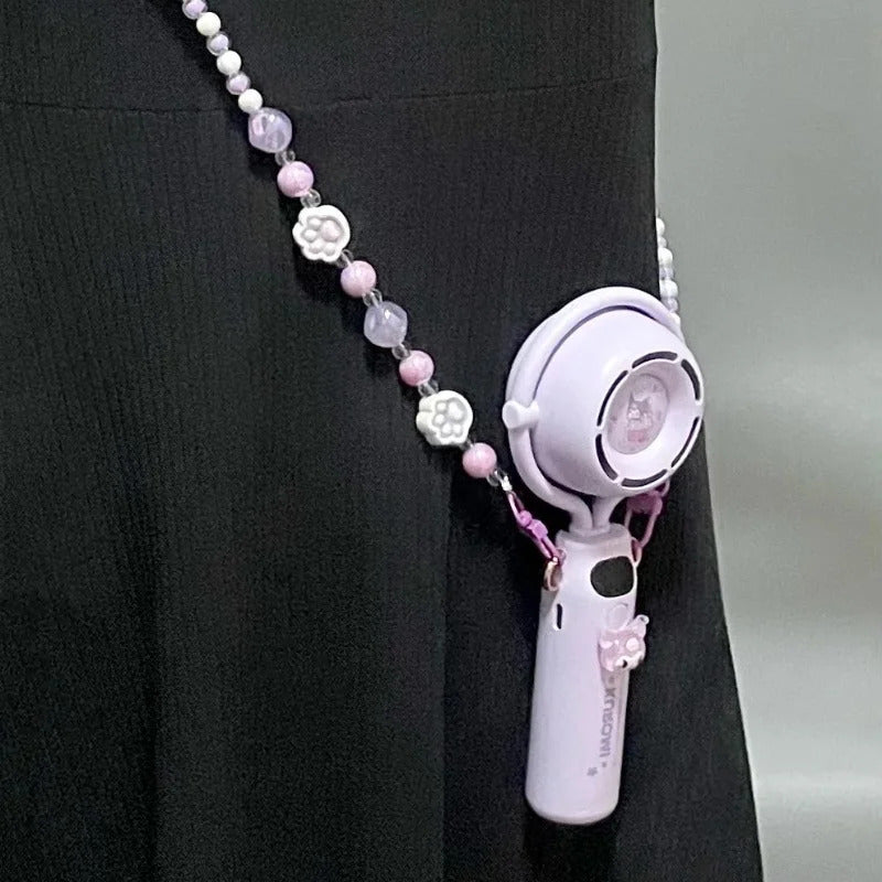 10000 Ma Sanrio Usb Folding Handheld Mini Fan Kuromi Pachacco Portable Hanging Neck Fan Bladeless Ultra-quiet Strong Breeze Fans