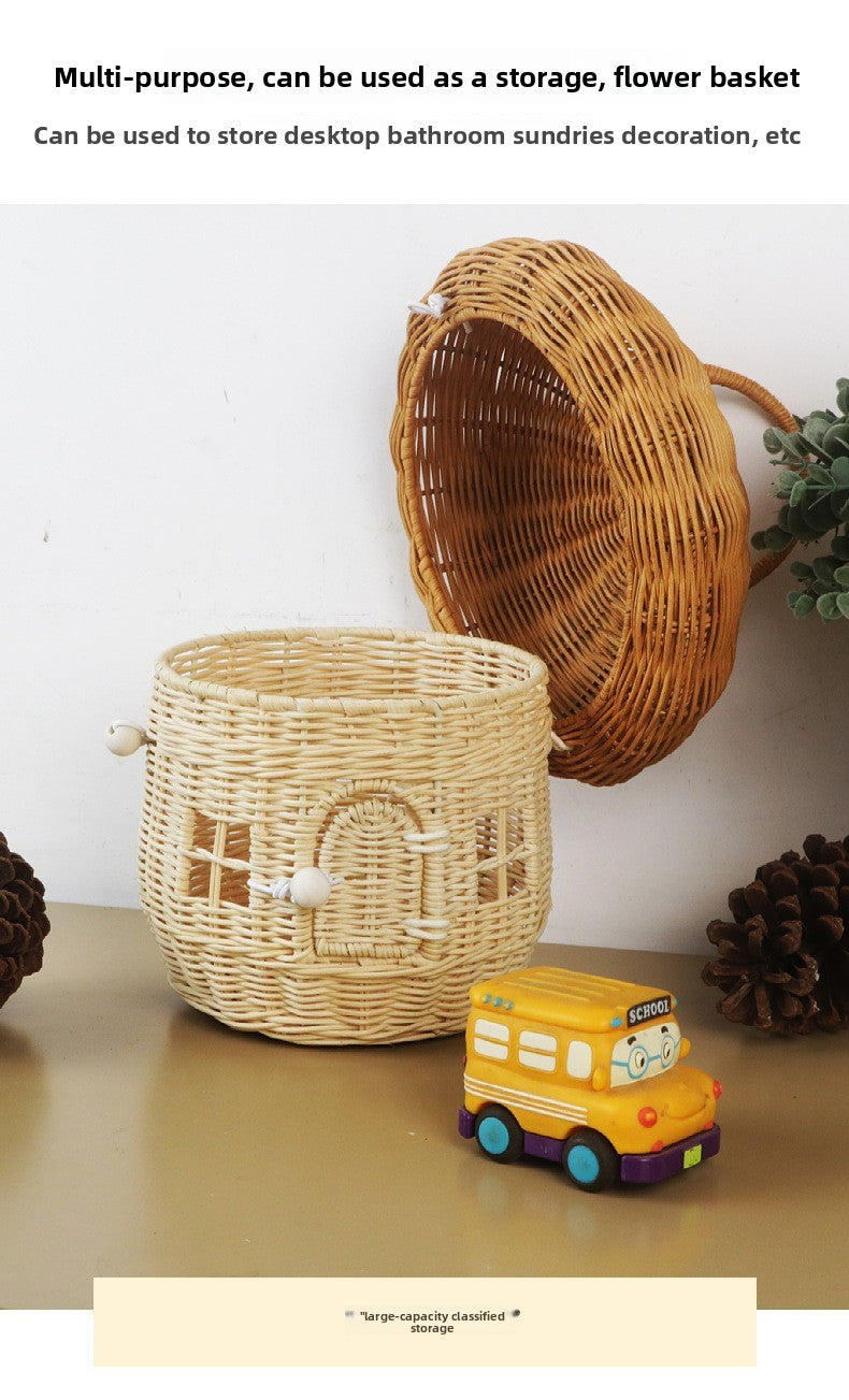 Acorn Handbag Handmade Rattan Mushroom Storage Box Children's Toy Basket Woven Storage Basket Photography Props