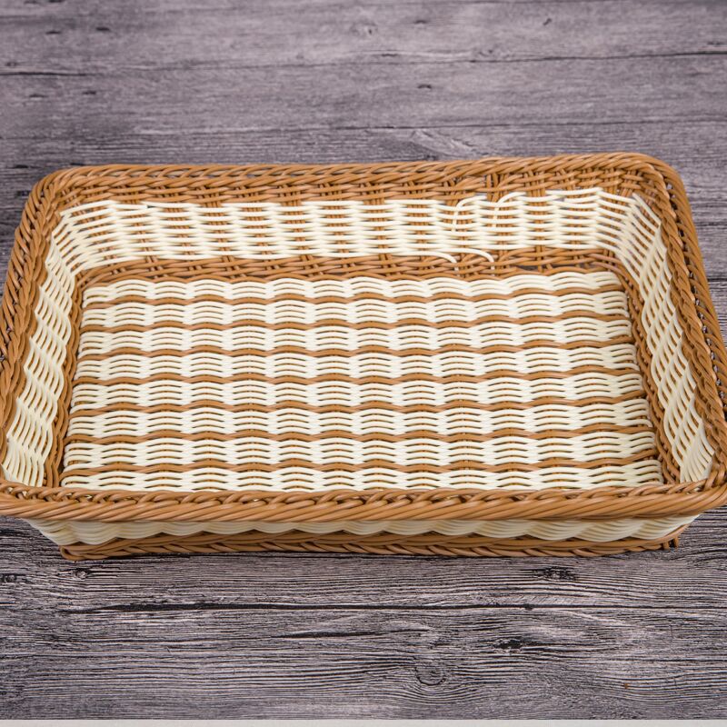 ✅Fruit Basket Bread Basket Supermarket Hotel Display Basket Display Basket Handmade Storage Basket Rattan Woven Basket Imitation Rattan Weaving