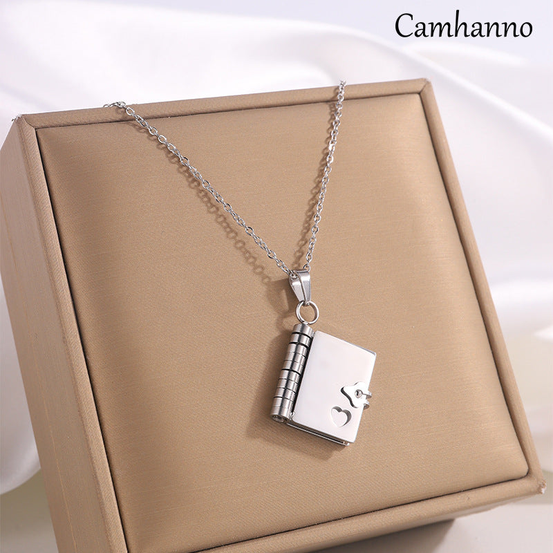 Titanium Steel Women's Love Letter Necklace Openable Pendant Couple New Style Personality Temperament Necklace Clavicle Chain