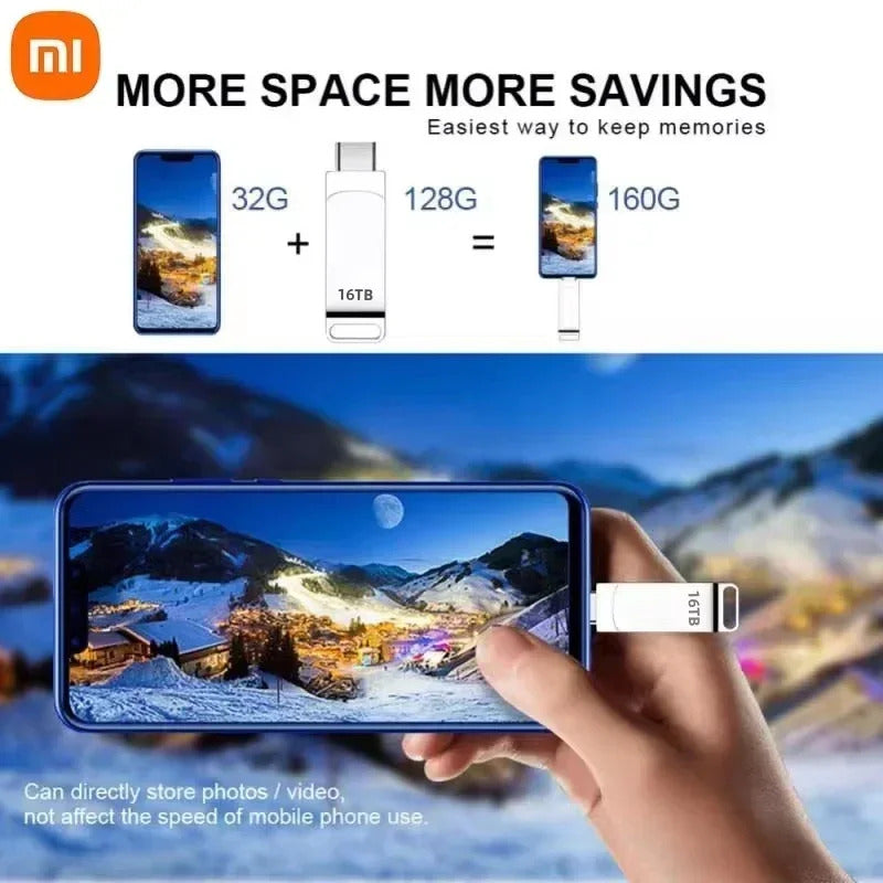 XIAOMI 16TB Flash Drives USB 3.2 High Speed USB Transfer Metal Pendrive Memory Card Pendrive Flash Disk Memoria Waterproof Stick