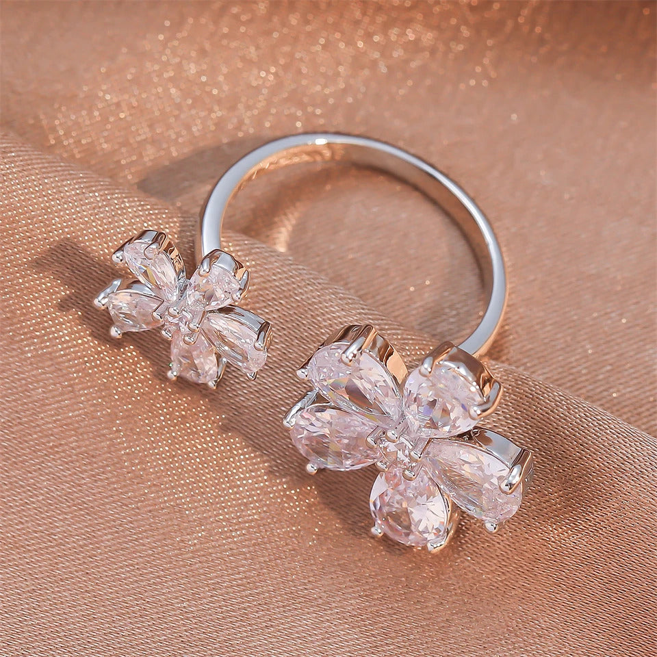 ZAKOL Exquisite Micro Inlay Zircon Butterfly Open Rings for Women Fashion Wedding Party Jewelry