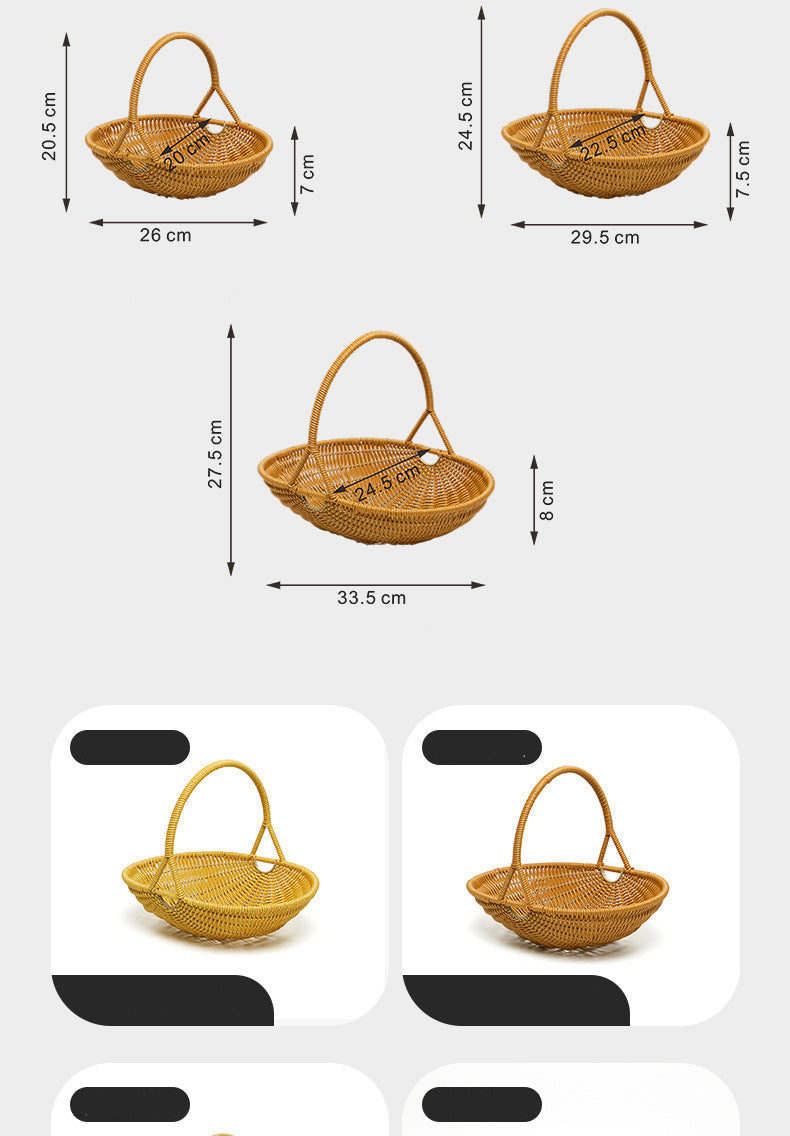 Woven Handheld Basket Picnic Storage Vegetable Fruit Kitchen Living Room Egg Snack Organizer Basket
