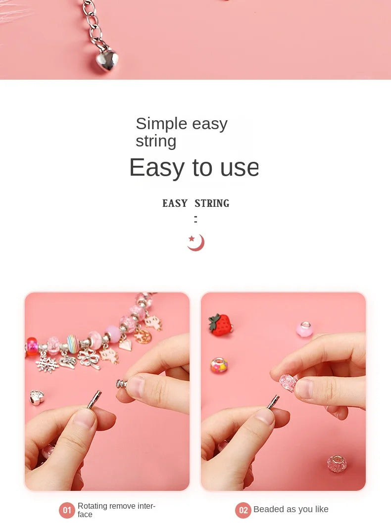 DIY Beaded Bracelet Set with Storage Box for Girls Gift Acrylic European Large Hole Beads Handmade Diy Jewelry Making Kit