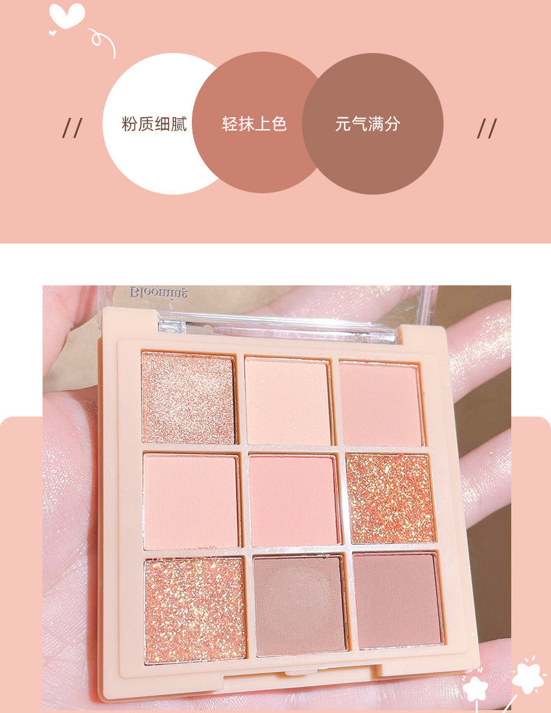 Helen Beauty Nine-Color Eye Shadow Plate Matte Shimmer Sequins Thin and Glittering Smoked Eye Shadow Plate Cross-Border Makeup Wholesale Delivery