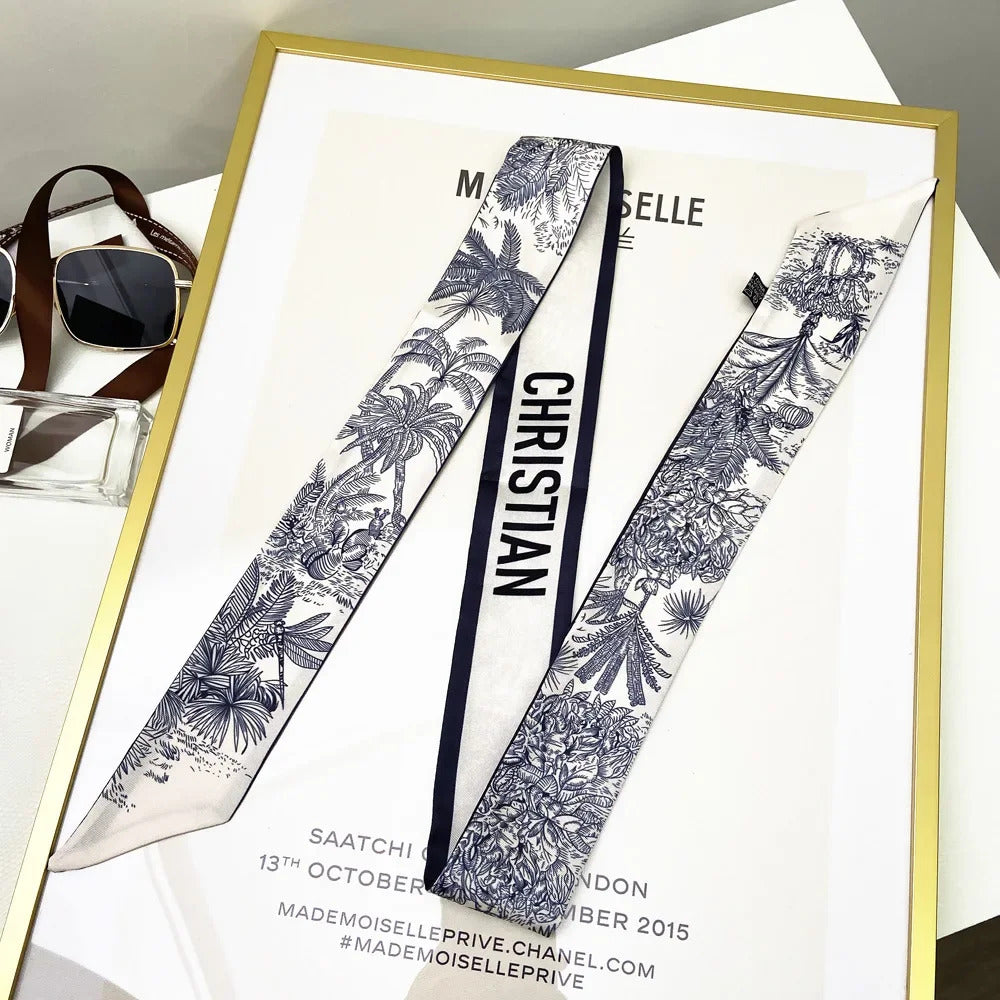 NEW Spring Luxry Design Women Silk Ribbon Scarf Handbag Handle Wrap Bag Ribbon Scarf Women Girls Head Hair Wrist Ribbon  Bag