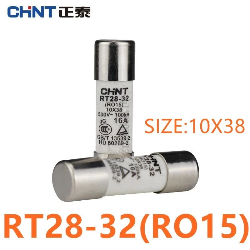 CHINT RT28-32 (RO15) 10X38 RT28 63 (RO16) 14X51 500V 2A 10A 16A 20A 25A 32A 40A 50A 63A Fuse Fusible Core Kit Ceramic Fuse Link