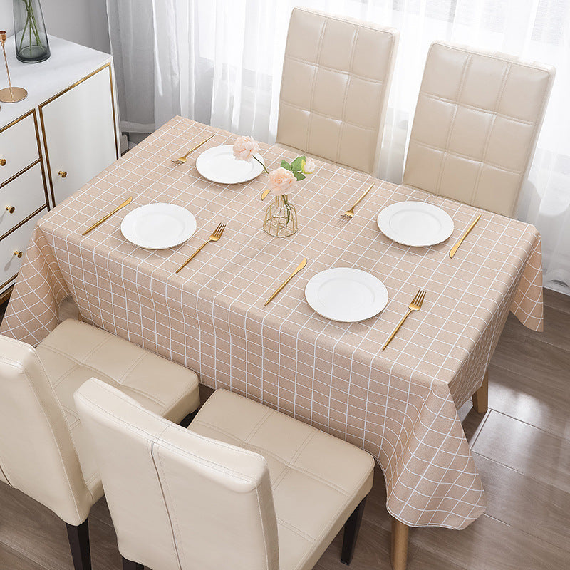 Nordic Style Warm High Temperature Resistant Tablecloth Ins Tablecloth Waterproof Oil-Proof Disposable High-Grade PVC Plaid Dining Table Cloth Liner
