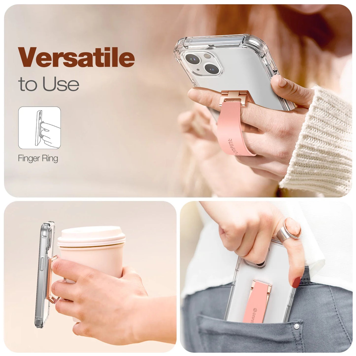 Portable Phone Strap Grip Holder Finger Cell Grip Telescopic Phone Finger Strap Stand Adhesive Loop Universal Finger Kickstand