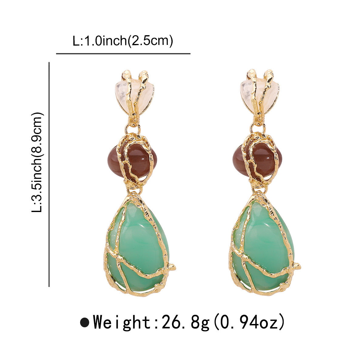 E12870 European and American Style Personality Acrylic Alloy Mesh Drop Earrings ZA Light Luxury High-end Water Drop Geometric Earrings