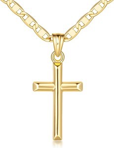 Amazon TK Hot-Selling OT Buckle Square Cross Necklace for Women Copper Plated 14K Gold Paperclip Necklace Yiwu In Stock
