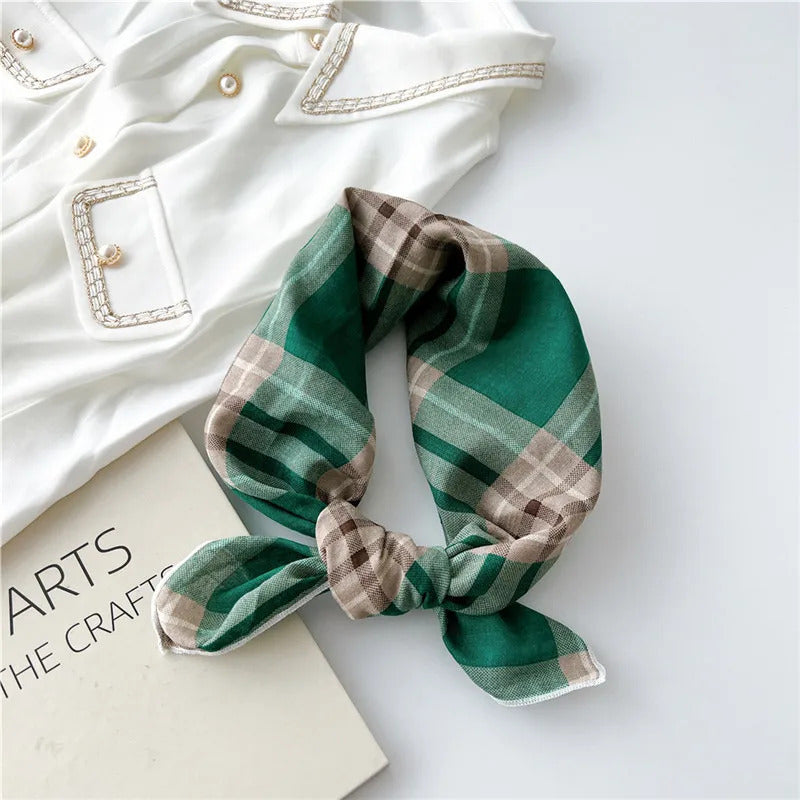 Cotton Linen 55cm Square Scarf Women Kerchief Flower Print Geometric Neckerchief Scarves  Headwrap Bandanas Hairband Headbands